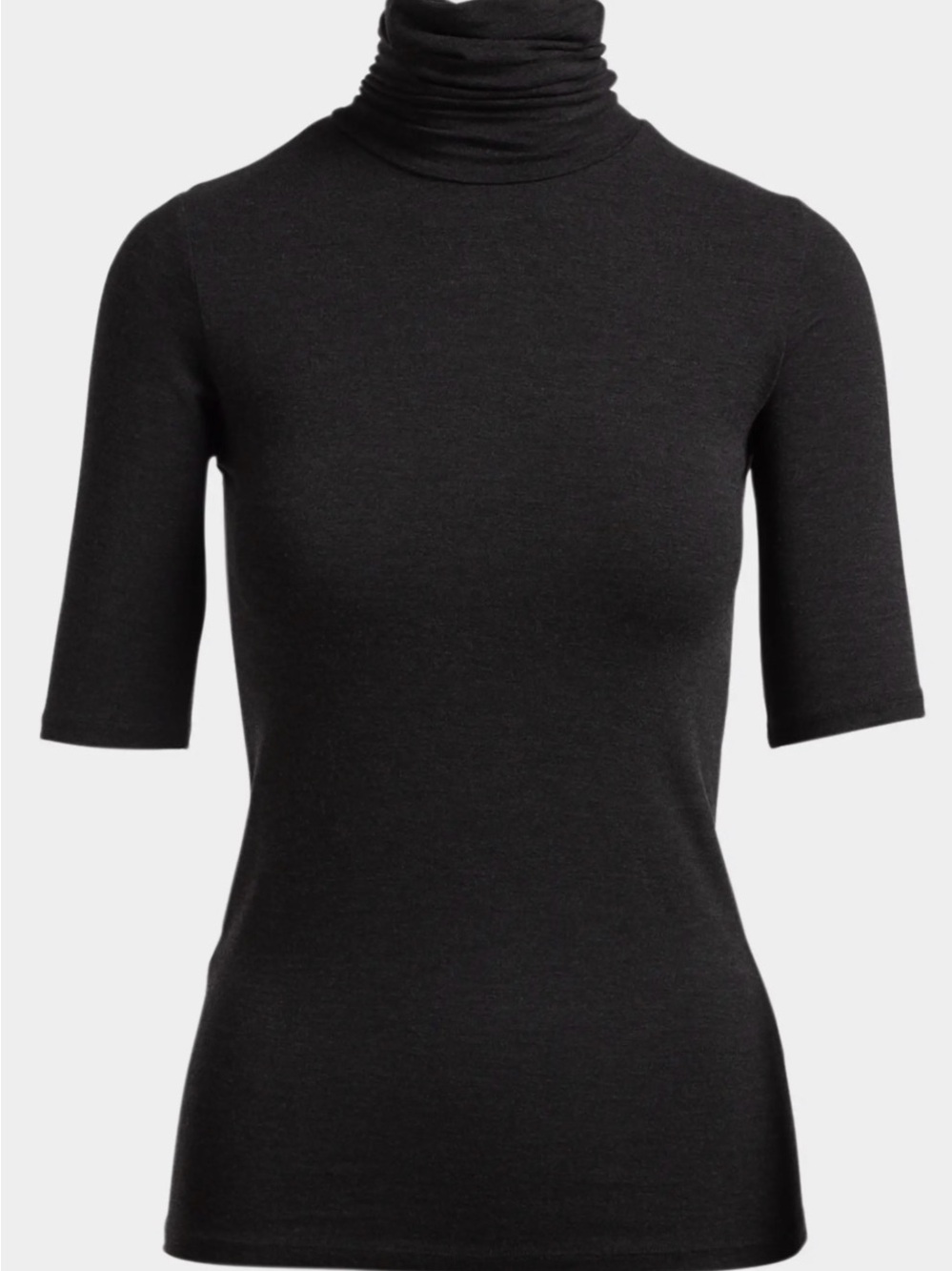 Eileen Fisher Women’s Black Half Sleeve Turtlneck Knit Top, Size Large